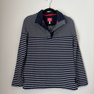 Joules Women's Half Zip Cowdray Pullover navy and cream stripe 6 S/M
